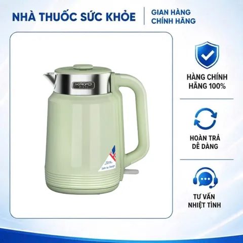 (Hàng chính hãng) Ấm Siêu Tốc 2 Lớp Cool Touch Kaiyo 2L Màu Xanh Mint