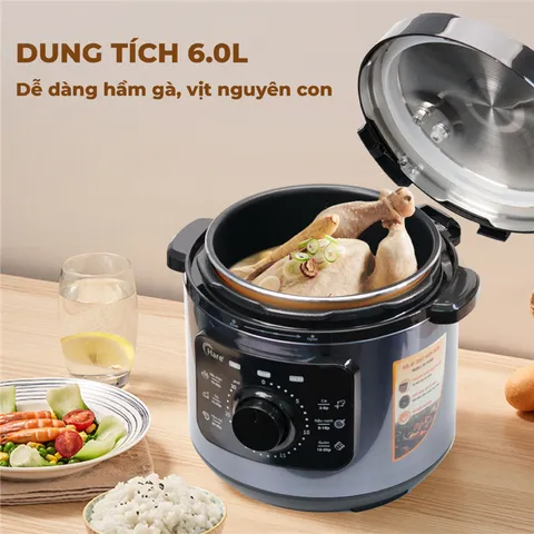(Hàng nhập khẩu) Nồi Áp Suất Điện Hare HR-PC606 6L Màu Xanh - Công Suất 1000W, Bảng Điều Khiển Tiếng Việt