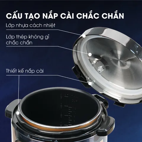 (Hàng nhập khẩu) Nồi Áp Suất Điện Hare HR-PC606 6L Màu Bạc - Công Suất 1000W, Bảng Điều Khiển Tiếng Việt