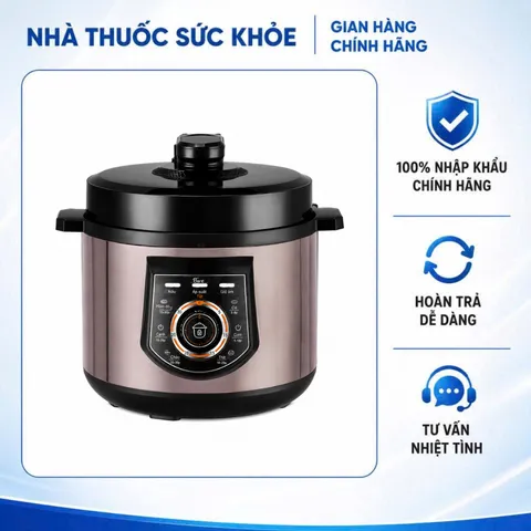 (Hàng nhập khẩu) Nồi Áp Suất Điện Hare HR-PC608 6L Màu Bạc - Lòng Nồi Inox 304 Đúc Liền Khối 3 Lớp