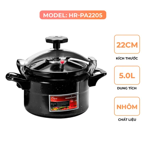 (Hàng nhập khẩu) Nồi Áp Suất Nhôm Đáy Từ Hare HR-PA2205 (22cm) - Dung Tích 5L