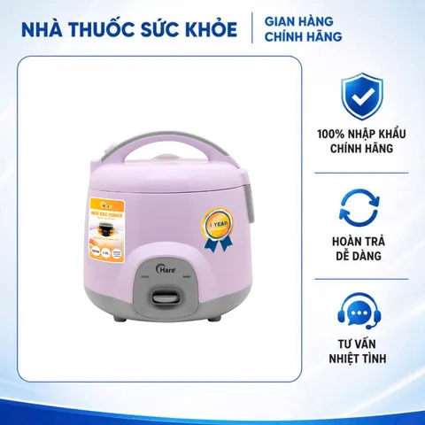 (Hàng nhập khẩu) Nồi Cơm Điện Hare HR-RC1206 1.2L - Kèm Xửng Hấp, Lòng Nồi Chống Dính Ceramic