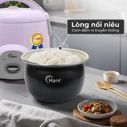 (Hàng nhập khẩu) Nồi Cơm Điện Hare HR-RC1816 1.8L - Công Suất 700W, Lòng Nồi Niêu Chống Dính Ceramic