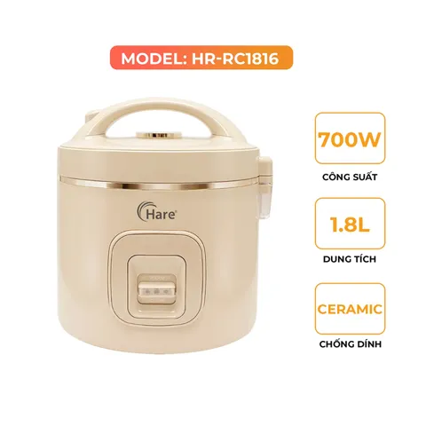 (Hàng nhập khẩu) Nồi Cơm Điện Hare HR-RC1818 1.8L - Công Suất 700W, Công Nghệ Ủ Ấm 2D