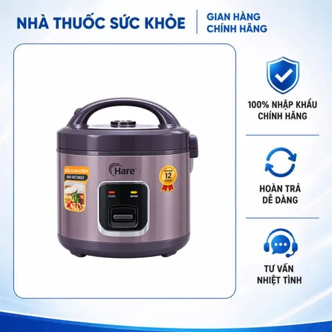 (Hàng chính hãng) Nồi Cơm Điện Hare HR-RC1802 1.8L Màu Tím - Công Suất 700W