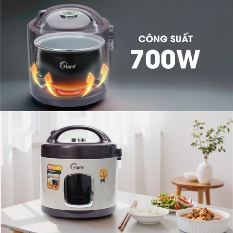 (Hàng chính hãng) Nồi Cơm Điện Hare HR-RC1802 1.8L Màu Sữa - Công Suất 700W