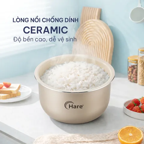 (Hàng chính hãng) Nồi Cơm Điện Hare HR-RC808 0.8L Màu Trắng Cam - Công Suất 250W