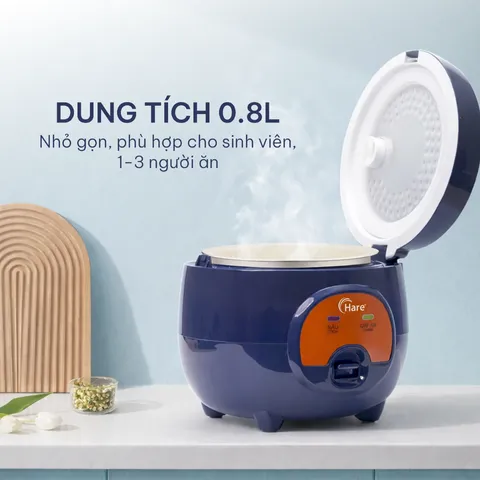 (Hàng chính hãng) Nồi Cơm Điện Hare HR-RC808 0.8L Màu Xanh Cam - Công Suất 250W