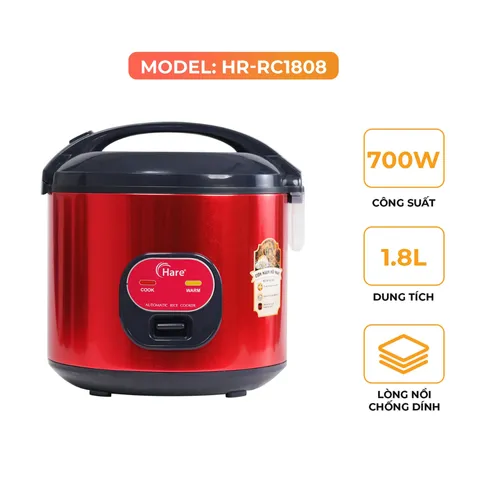 (Hàng chính hãng) Nồi Cơm Điện Hare HR-RC1808 1.8L - Công Suất 700W