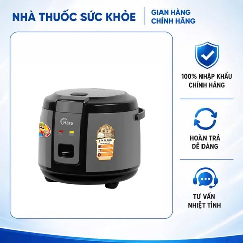 (Hàng chính hãng) Nồi Cơm Điện Hare HR-ER1806B 1.8L Màu Xám - Công Suất 700W