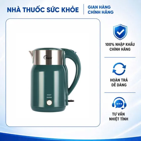 (Hàng chính hãng) Ấm Điện Đun Nước Hare HR-KE1826 1.8L Màu Xanh Lá - Công Suất 1800W
