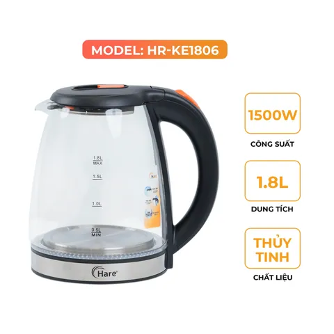 (Hàng chính hãng) Ấm Đun Siêu Tốc Hare HR-KE1806 1.8L - Công Suất 1500W