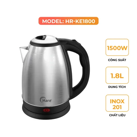 (Hàng chính hãng) Ấm Đun Siêu Tốc Hare HR-KE1800 1.8L - Công Suất 1500W