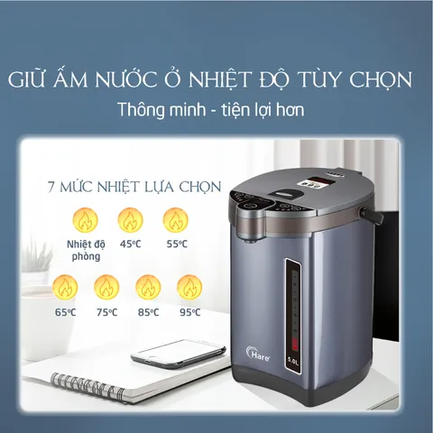 (Hàng chính hãng) Bình Thủy Điện Hare HR-AP3050 5.0L - Công Suất 1200W