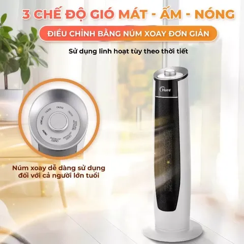 (Hàng chính hãng) Máy Sưởi Gốm Dạng Cây Hare HR-HT2000 - Công Suất 2000W