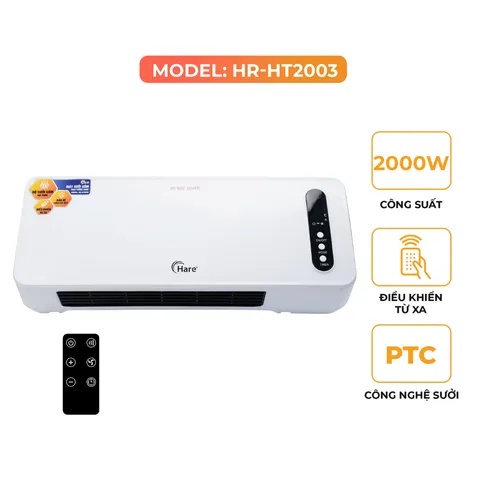 (Hàng chính hãng) Máy Sưởi Gốm Treo Tường Hare HR-HT2003 - Công Suất 2000W