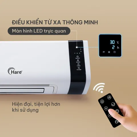 (Hàng chính hãng) Máy Sưởi Gốm Treo Tường Hare HR-HT2005 - Công Suất 2000W