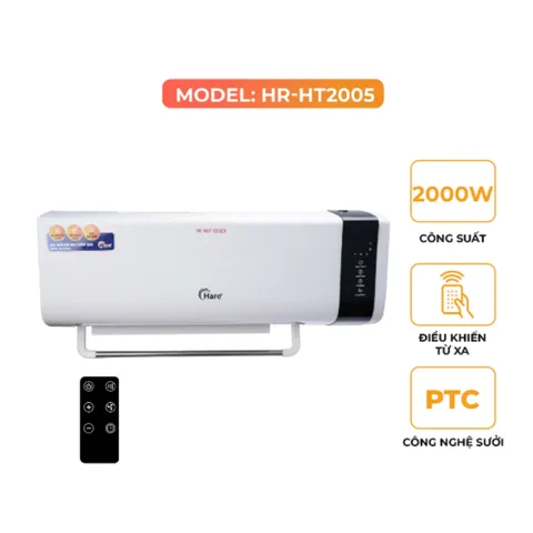 (Hàng chính hãng) Máy Sưởi Gốm Treo Tường Hare HR-HT2005 - Công Suất 2000W