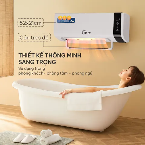 (Hàng chính hãng) Máy Sưởi Gốm Treo Tường Hare HR-HT2005 - Công Suất 2000W