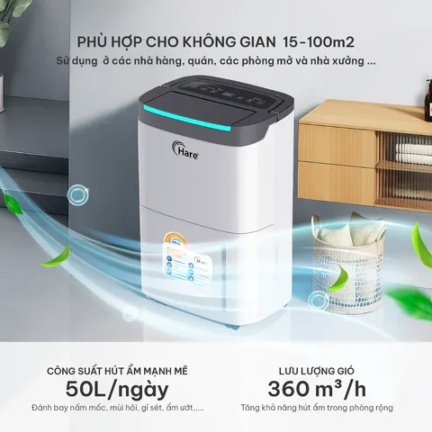 (Hàng chính hãng) Máy Hút Ẩm Hare HR-DF2550 - Công Suất 680W - 50L/ngày