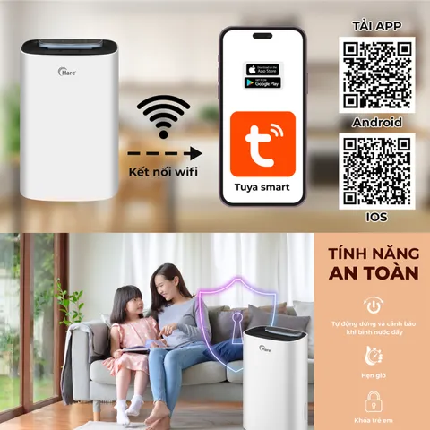 (Hàng chính hãng) Máy Hút Ẩm Hare HR-DF2027 - Công Suất 270W - 20L/ngày