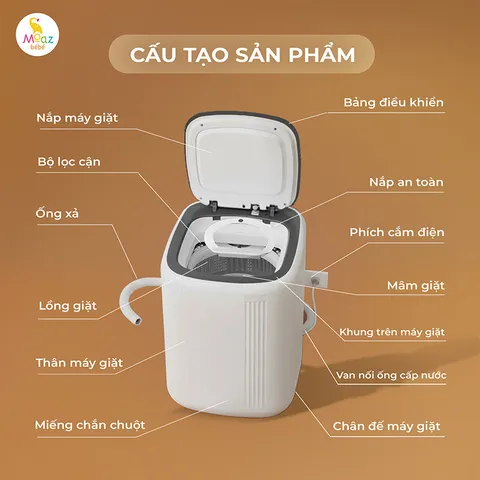 Máy giặt 3.5kg kèm sấy khô thế hệ mới Moaz BéBé MB – 119