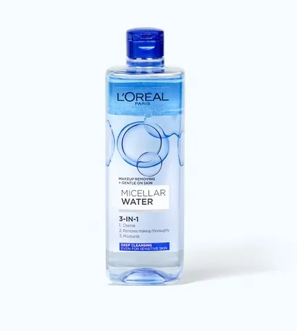 (Hàng nhập khẩu) Nước Tẩy Trang L'Oreal Micellar Water 3-in-1 Deep Cleansing Làm Sạch Sâu Lớp Trang Điểm Chai 400ml