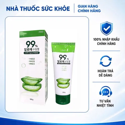 (Hàng nhập khẩu) Gel Dưỡng Ẩm 3WB Aloe Vera Soothing Gel Tuýp 150g