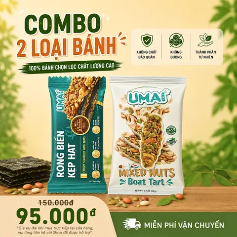 Combo Bánh Mixed - Bánh Thuyền & Rong Biển UMAI Nhà Làm, Khỏe Mạnh, Ăn Kiêng Thơm Ngon, Hương Vị Dinh Dưỡng Từ Việt Nam