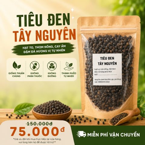 Tiêu đen Đaklak CAO Food 100g - Hạt tiêu sạch tự nhiên, gia vị ngon cho bếp Việt, xuất xứ Đaklak, an toàn vệ sinh chất lượng cao