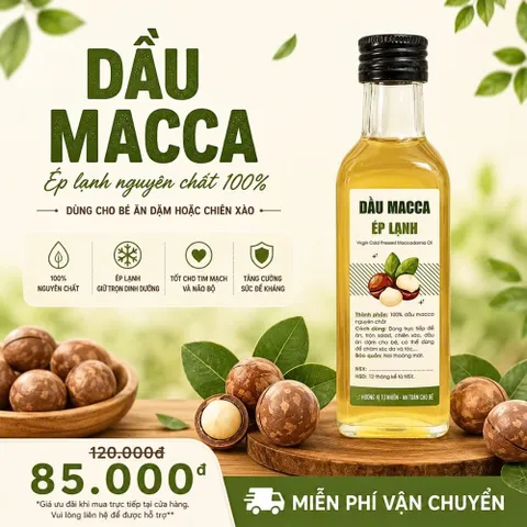 Dầu Macca 100ml Nguyên Chất - Dầu Ăn Dặm Lành Mạnh Cho Bé, Chăm Sóc Sức Khỏe và Làm Đẹp Từ Thiên Nhiên