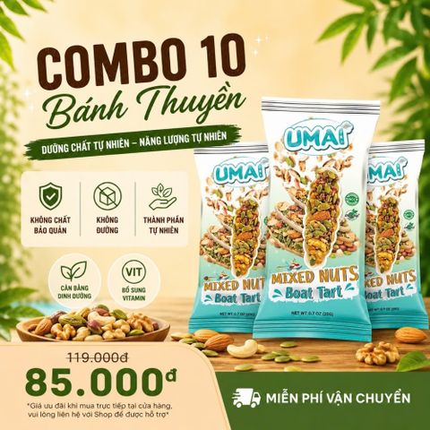 Combo 10 Thanh Bánh Thuyền Hạt Dinh Dưỡng UMAI - Snack Healthy Handmade, Phù Hợp Ăn Kiêng, Chay, Keto, Siêu Ngon