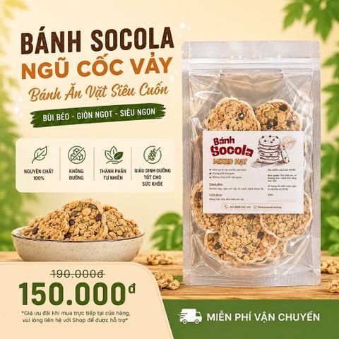 Bánh Ngũ Cốc Vảy Mixed Socola Chips - Bánh Dinh Dưỡng Giòn Tan Nhà Làm, Ăn Vặt Ngon, Không Chất Bảo Quản