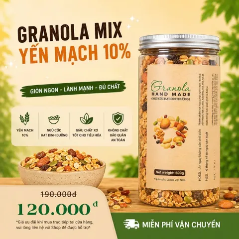 Ngũ Cốc Granola CAOFOOD Nướng Mật Ong - Hạt Dinh Dưỡng Giòn Ngon, Không Chất Bảo Quản - Thực Phẩm Healthy, Keto, Ăn Kiêng, Mẹ Bầu