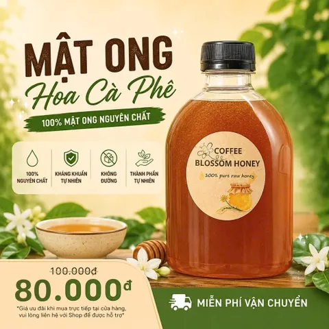Mật Ong Hoa Cà Phê Đaklak 500ML - Nguyên Chất 100% Từ Vườn, Hương Vị Ngọt Thanh Tươi Mát, Phù Hợp Pha Nước Uống và Chế Biến Thực Phẩm
