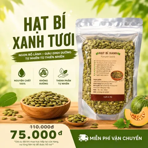 Hạt Bí Xanh Sấy Khô Nhập Khẩu Ấn Độ - Dinh Dưỡng Tự Nhiên, Snack Thơm Ngon 500g, Thích Hợp Cho Salad và Sữa Hạt