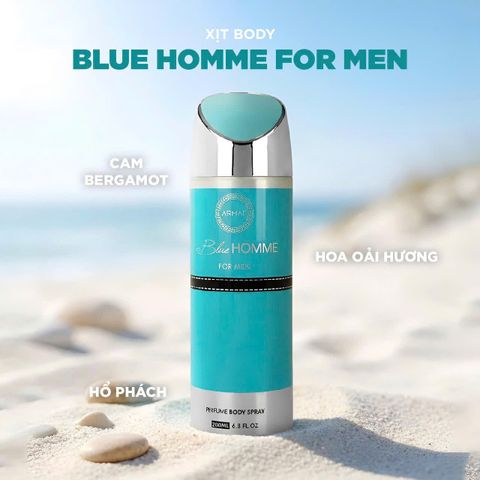Xịt thơm toàn thân nam Armaf Blue Homme For Men Body Spray 200ml