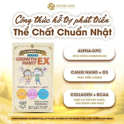 Nano Growth Habit EX 120 Viên Chính Hãng Nhật – Hỗ Trợ Tăng Chiều Cao, Bổ Sung Canxi DHA, Phát Triển Trí Não Trẻ Em