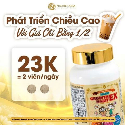 Nano Growth Habit EX 120 Viên Chính Hãng Nhật – Hỗ Trợ Tăng Chiều Cao, Bổ Sung Canxi DHA, Phát Triển Trí Não Trẻ Em