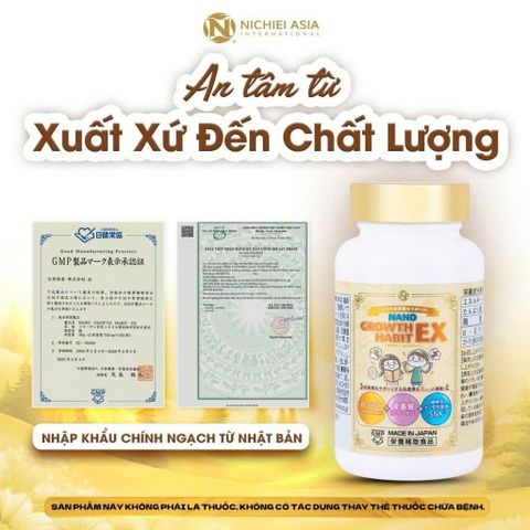 Nano Growth Habit EX 120 Viên Chính Hãng Nhật – Hỗ Trợ Tăng Chiều Cao, Bổ Sung Canxi DHA, Phát Triển Trí Não Trẻ Em