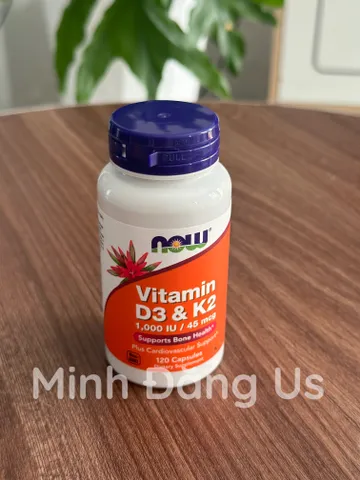 Viên uống Vitamin D3 K2 Now 120 viên - Tăng cường sức khỏe xương khớp và miễn dịch, hỗ trợ phát triển chiều cao cho trẻ em và người lớn 765651