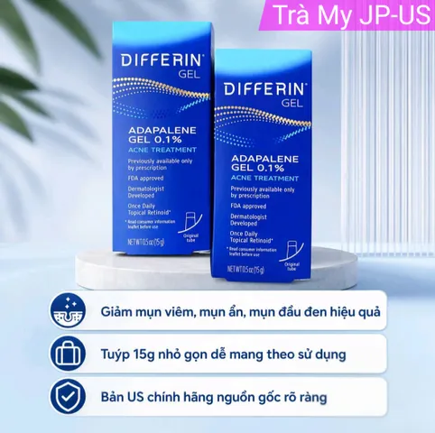 Gel Giảm Mụn Dífferin Mỹ - Điều Mụn Retinoid 0.1% Cho Da Mặt - Giải Pháp Hiệu Quả