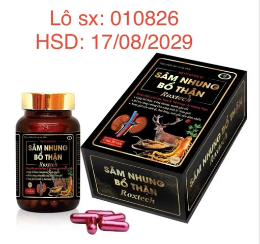 TPBVSK SÂM NHUNG BỔ THẬN ROXTECH HỘP 30 VIÊN HỖ TRỢ BỔ THẬN MẠNH GÂN CỐT