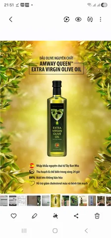 Dầu olive nguyên chất Amway Queen Extra Virgin Olive Oil Mã hàng hóa: 296962
