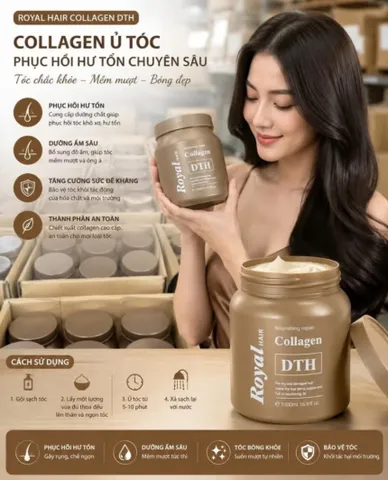 Kem Ủ Tóc Collagen DTH 1000ml – Hấp Dầu Chăm Sóc Tóc Khô Xơ, Hư Tổn, U