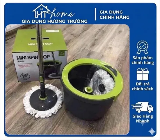 Bộ cây lau nhà xoay tay LocknLock ETM498 Corner 2 bông lau