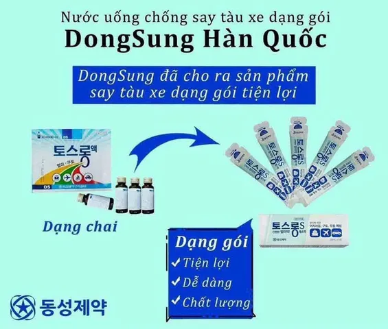 Nước say xe Hàn Quốc gói 20 ml và lọ 30ml