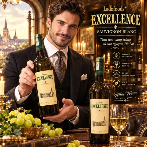 Vang Trắng Excellence  12%Độ Chai 750mil - Vang Đà Lạt Ladofoods