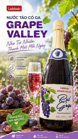 Grape Valley - Nước Trái Cây Có Ga NHO - Chai 750mill