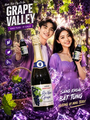 Grape Valley - Nước Trái Cây Có Ga NHO - Chai 750mill